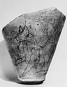 Ostracon with the Drawing of a Cat by Unknown Artist