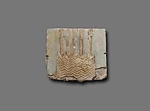 Tile with five stems of a papyrus plant by Unknown Artist