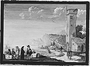 Harbor Scene by Flemish Painter