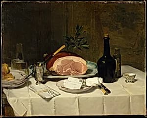 Still Life with Ham by Philippe Rousseau