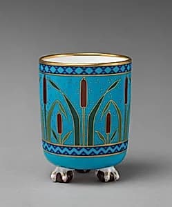 Cylindrical vase with cattail motif by Minton(s)