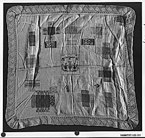 Embroidered darning sampler by Unknown Artist