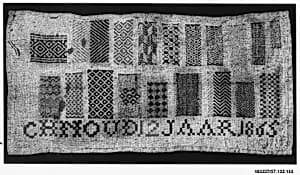 Embroidered darning sampler by Unknown Artist