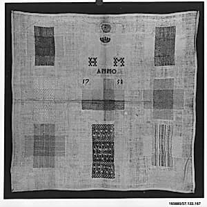 Embroidered darning sampler by Unknown Artist