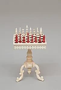 Miniature chess set and table by Unknown Artist