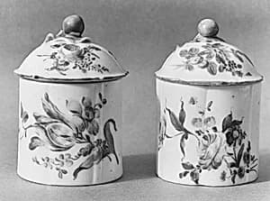 Pair of pomade jars with covers