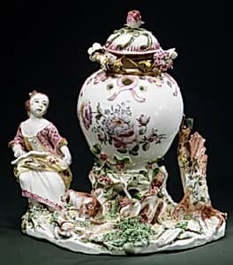 Potpourri Vase with Girl and Dog