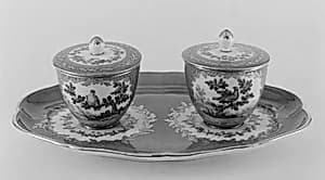 Stand with jam pots (plateau à deux pots de confiture) (one of a pair) (part of a service) by Sèvres Manufactory|Jean Armand Fallot