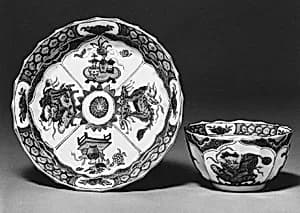 Teabowl and saucer by Worcester factory
