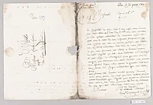 Textile swatch to accompany letter by Unknown Artist
