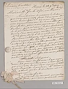 Textile swatch to accompany letter by Unknown Artist