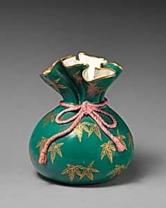 Vase in the form of a beggar's purse by Worcester factory