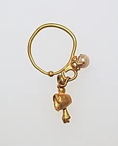 Earring with pendant and pearl setting by Unknown Artist