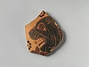 Fragment of a terracotta vase by Lion Painter