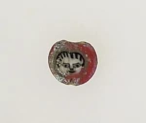 Glass mosaic face bead by Unknown Artist