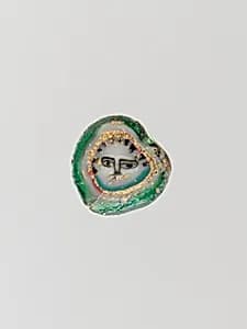 Glass mosaic face bead by Unknown Artist