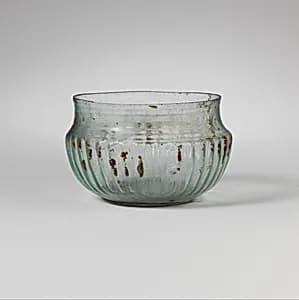 Glass ribbed bowl by Unknown Artist