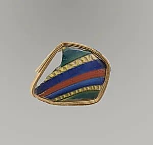 Glass striped mosaic bowl fragment by Unknown Artist