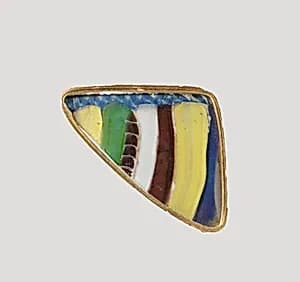 Glass striped mosaic bowl fragment by Unknown Artist