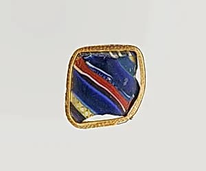 Glass striped mosaic bowl fragment by Unknown Artist