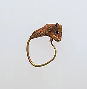 Gold earring with head of a bull by Unknown Artist