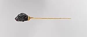 Gold pin with obsidian finial by Unknown Artist
