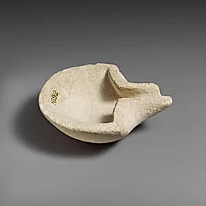 Limestone saucer lamp by Unknown Artist