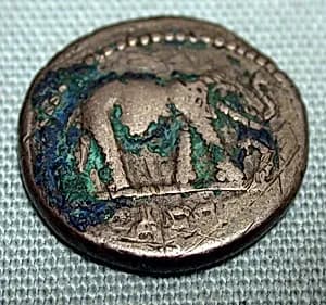 Silver denarius of Julius Caesar by Unknown Artist