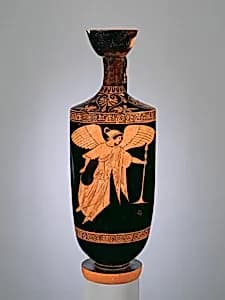 Terracotta lekythos (oil flask) by Dutuit Painter