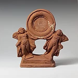 Terracotta mirror stand by Unknown Artist