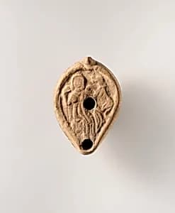 Terracotta oil lamp by Unknown Artist