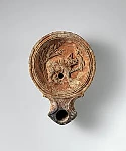 Terracotta oil lamp by Unknown Artist