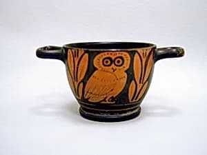 Terracotta owl skyphos by Unknown Artist