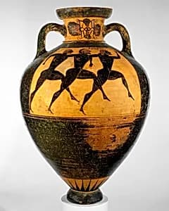 Terracotta Panathenaic prize amphora (jar) by Nikias|Sikelos