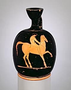 Terracotta squat lekythos (oil flask) by Unknown Artist