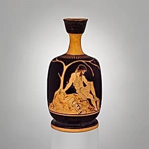 Terracotta squat lekythos (oil flask) by Unknown Artist