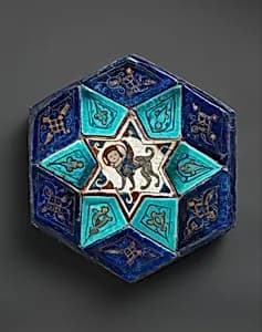Hexagonal Tile Ensemble with Sphinx by Unknown Artist