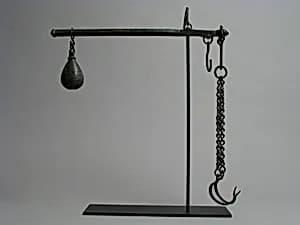 Steelyard Rod with Weight and Hooks by Unknown Artist