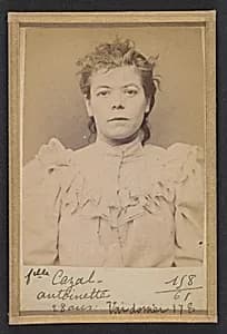 Cazal. Antoinette. 28 ans, née à Salgouz (Cantal). Couturière. Anarchiste. 28/2/94. by Alphonse Bertillon
