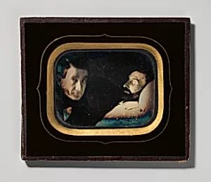 [Portrait of Living Man beside Dead Man] by Louis Dodero