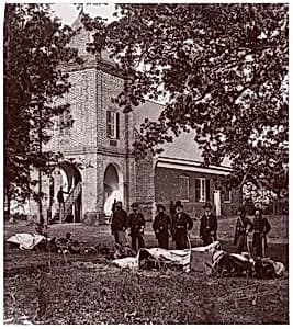 St. Peter's Church near White House, Where Washington was Married. General E. V. Sumner and Staff by Alexander Gardner|Mathew B. Brady