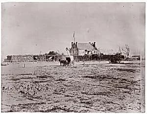 [Yellow House [also known as Yellow Tavern], Headquarters of the 6th Army Corps, Warren Station, in Front of Petersburg, Virginia] by Timothy H. O'Sullivan|Mathew B. Brady