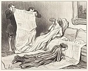 Abonnés recevant leur journal... by Honoré Daumier