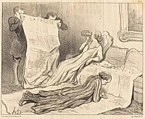 Abonnés recevant leur journal... by Honoré Daumier