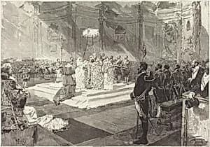 Baptême royal à la Cour d'Espagne by Auguste Lepère after Daniel Vierge