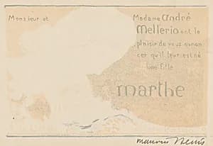Birth Announcement for Marthe Mellerio by Maurice Denis