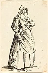 Bourgeoise with Muff, Facing Right
