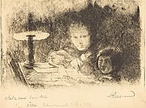 By the Lamp (Sous la Lampe) by Albert Besnard