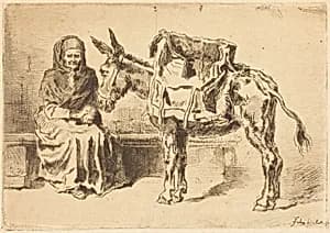Cacoletière Assise (Seated Woman and Ass) by Félix-Hilaire Buhot