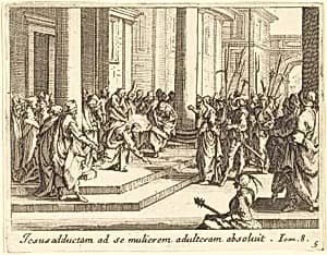 Christ and the Woman Taken in Adultery by Jacques Callot